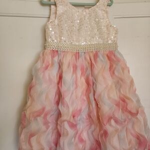 Charming Pink and Cream Kids Formal Dress